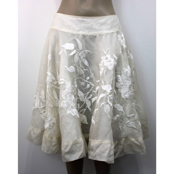 P.A.R.O.S.H P A R O S H Full Circle SKIRT Size S Embroidered Ivory - Picture 1 of 12